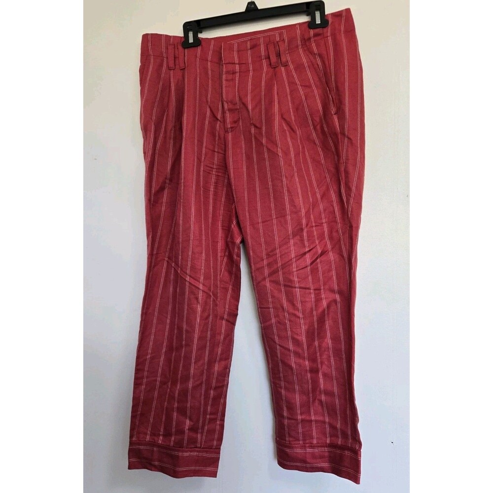 Banana Republic Pants Womens 8 Avery Linen Blend‎ Red Pinstripe Beach Office